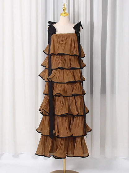 Hadley Ruffled Patchwork Cake Maxi Dress