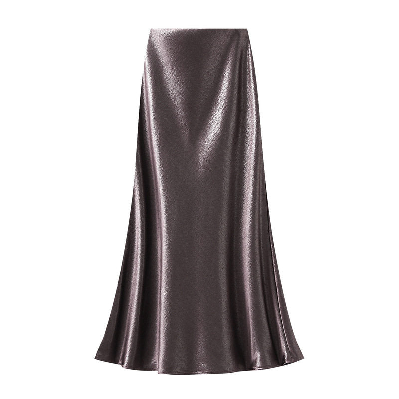 Long Satin Mermaid Pencil Skirt