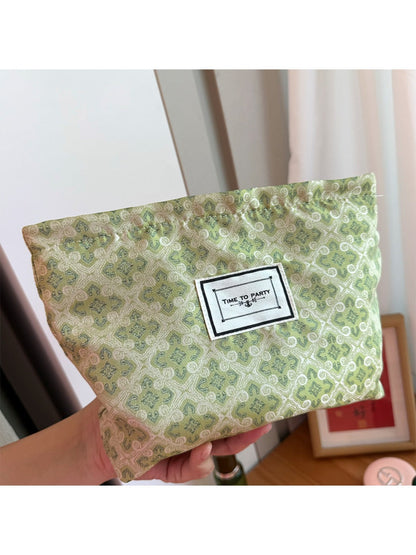 Cosbai - Tote Makeup Bag with Green Floral Patterns
