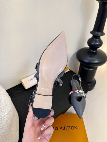 LV Vibe Slingback Flat Slate Grey Cowhide 580335