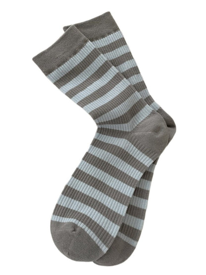 Rufia - Gray Floral Bow Mid-Calf Socks for Women