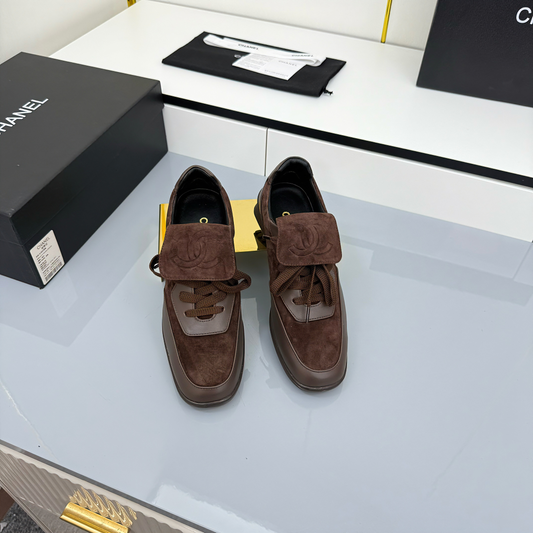 CC 26C New Quilted Training Shoes Brown Suede Sheepskin