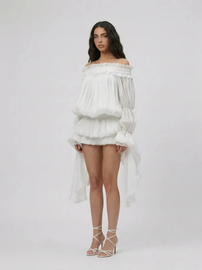 Lunara Off Shoulder Draped Mini Dress