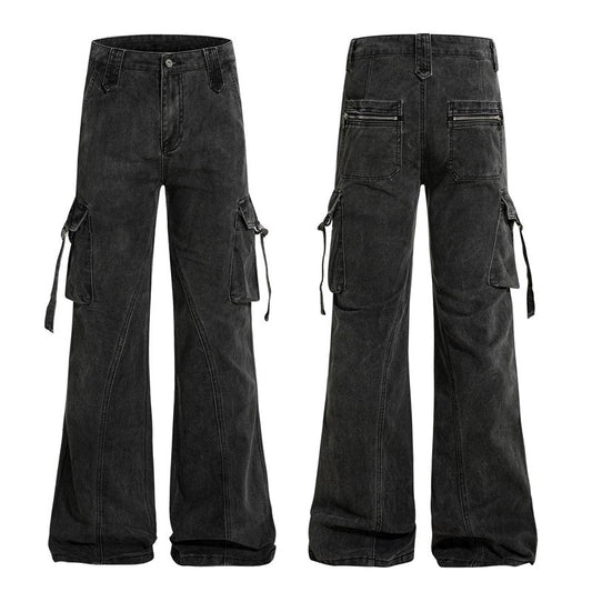 Washed Distressed Cargo Pants