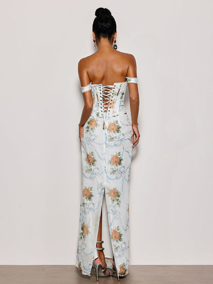Zoey Off Shoulder Floral Maxi Dress