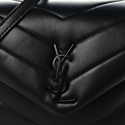 Calfskin Y Quilted Monogram Monochrome Toy Loulou Crossbody Bag Black