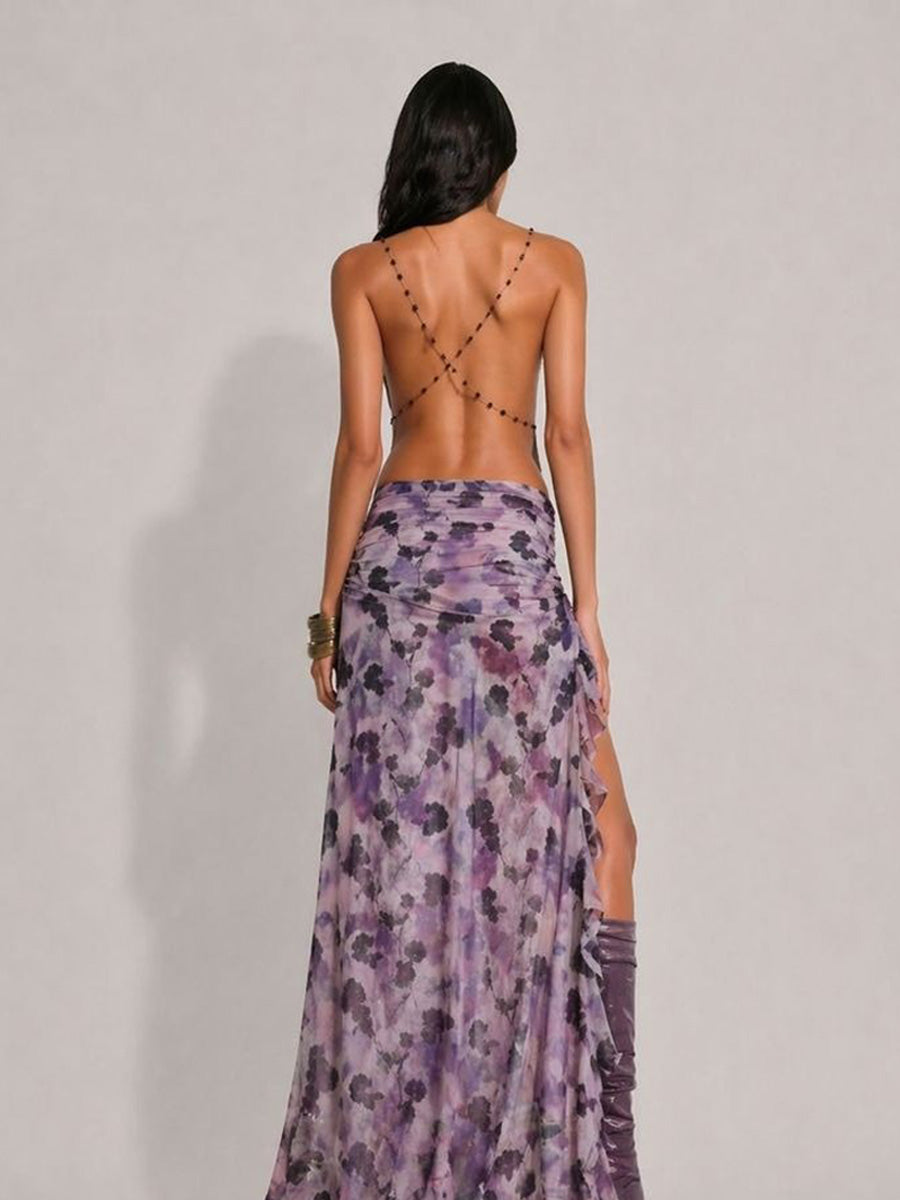 Mila Cutout Backless Strappy Mesh Maxi Dress