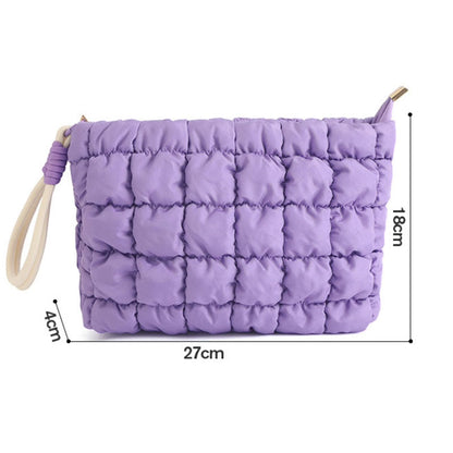 Puffer Quilted Solid Color Portable Cosmetic Bag