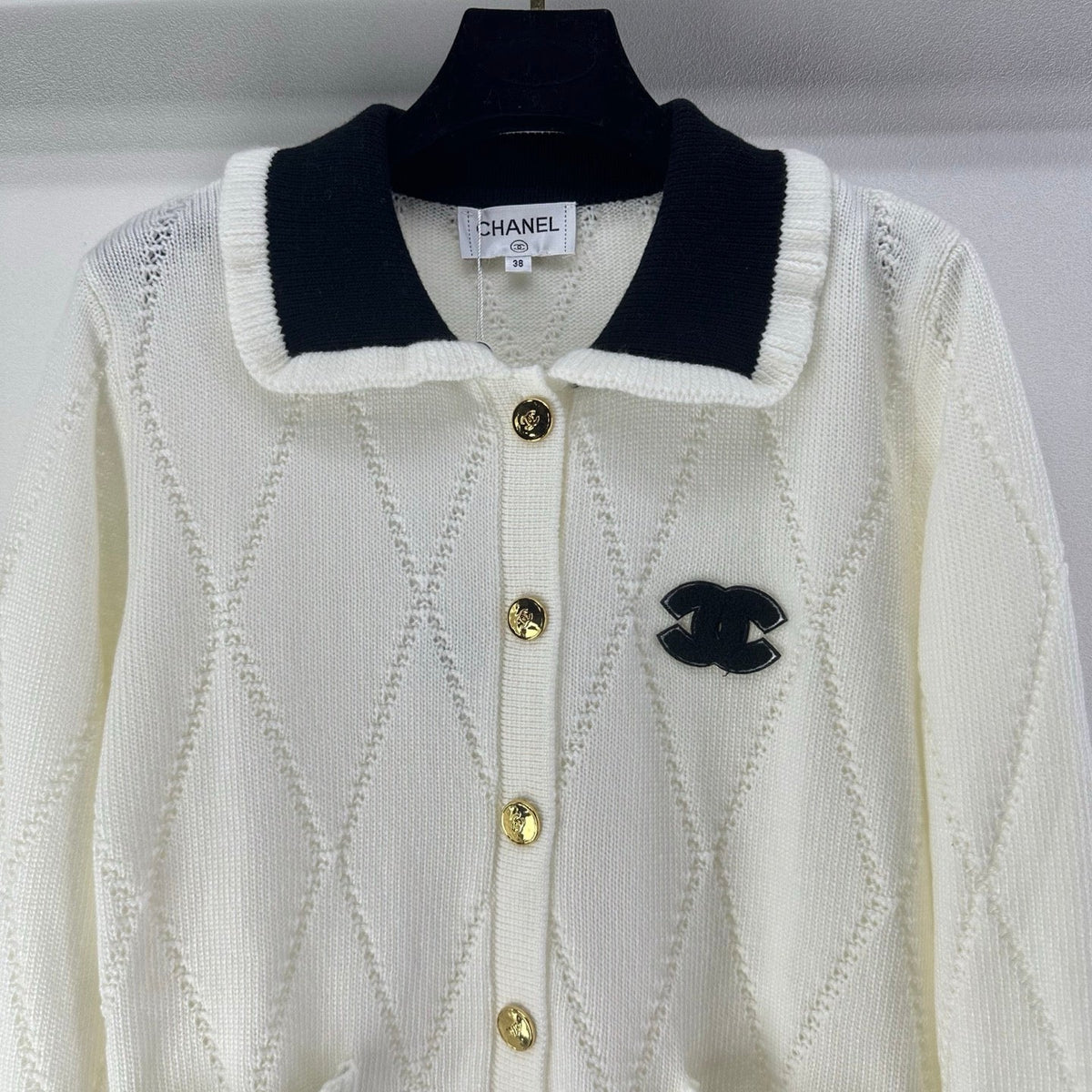 CC 26s Cardigan Black White Wool Nylon 345977