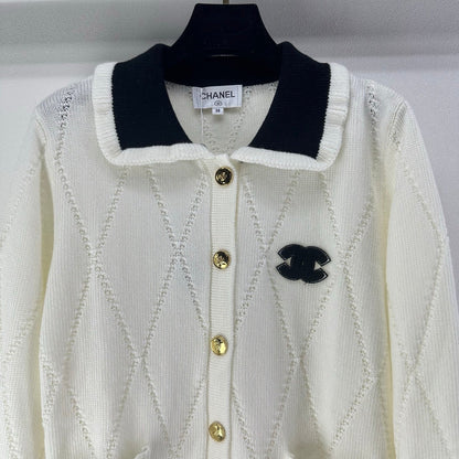 CC 26s Cardigan Black White Wool Nylon 345977