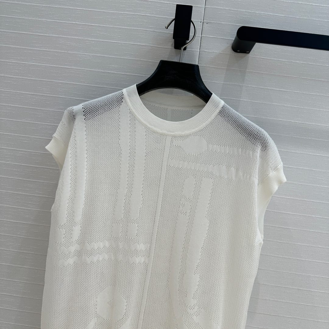 Hm 25 Short-sleeved Sweater White Mesh Polyester