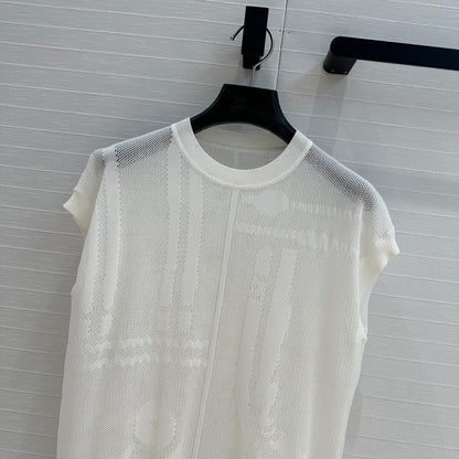 Hm 25 Short-sleeved Sweater White Mesh Polyester