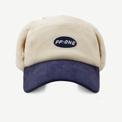 Winter Hat With Ear Flap Corduroy Baseball Cap