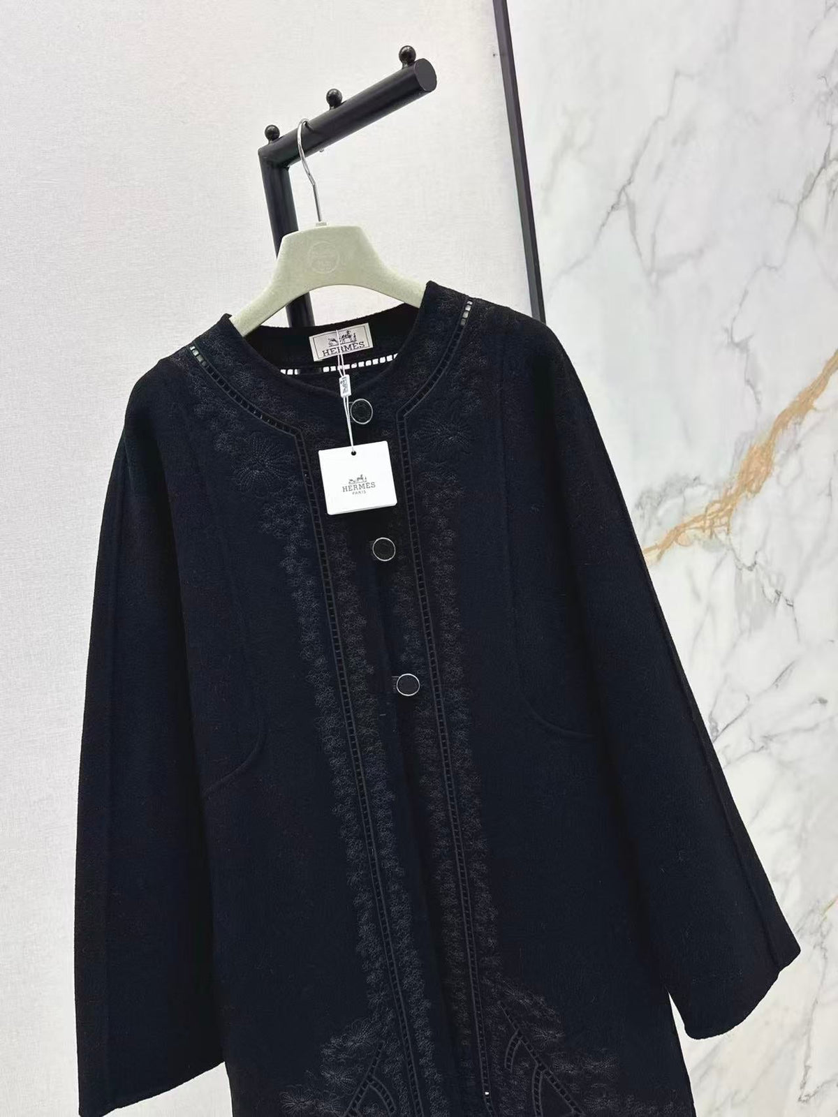 HM Couture Embroidered Cashmere  Long Coat