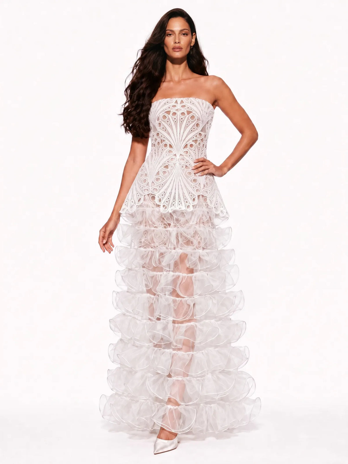 Iris Sheer Tulle Tiered Top and Maxi Skirt Set
