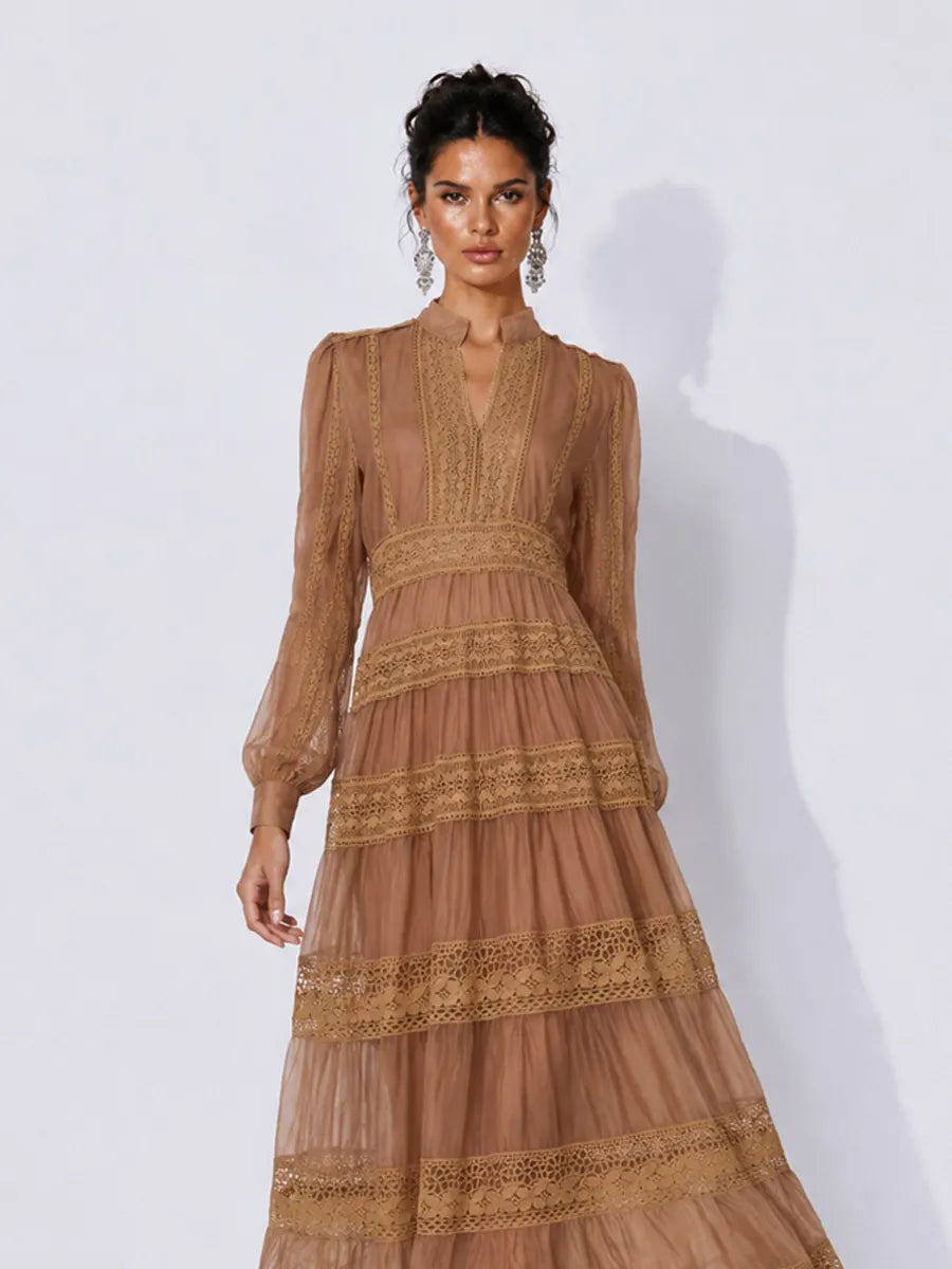 Celeste Elegant Cut-Out Panel Maxi Dress