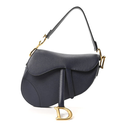 Grained Calfskin Saddle Bag Navy