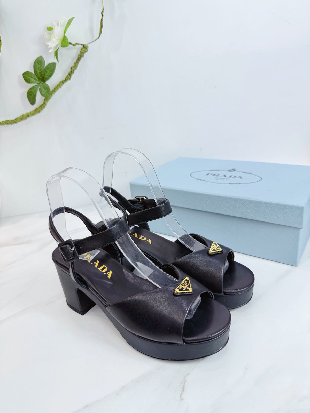 PRA 26SS Platform Sandals 75 Black Sheepskin 592384