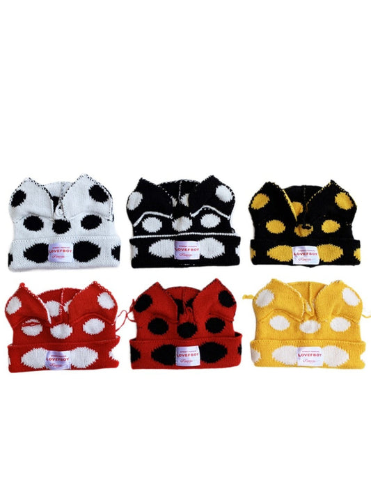 Haila - Polka Dots Cat-Ear Knitted Beanie