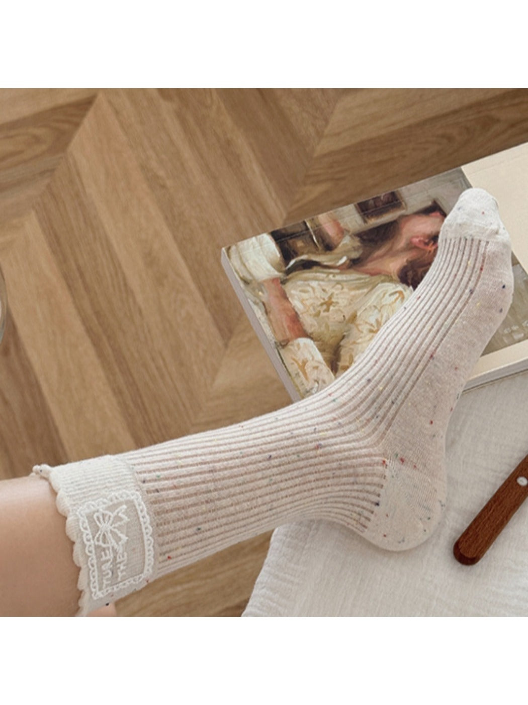 Rufia - Retro Simple Mid-Calf Socks - Sweet &amp; Vintage