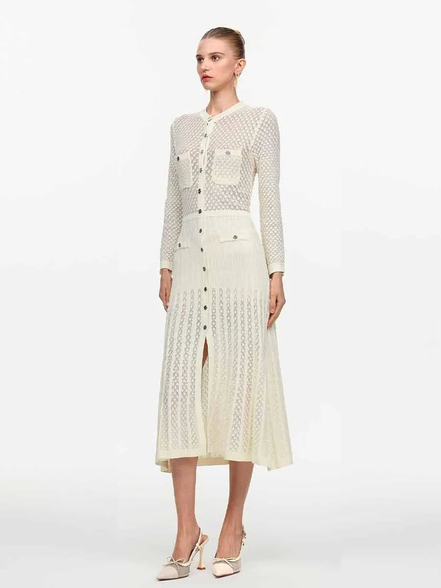 Isadora Elegant Contour Round Neck Midi Dress
