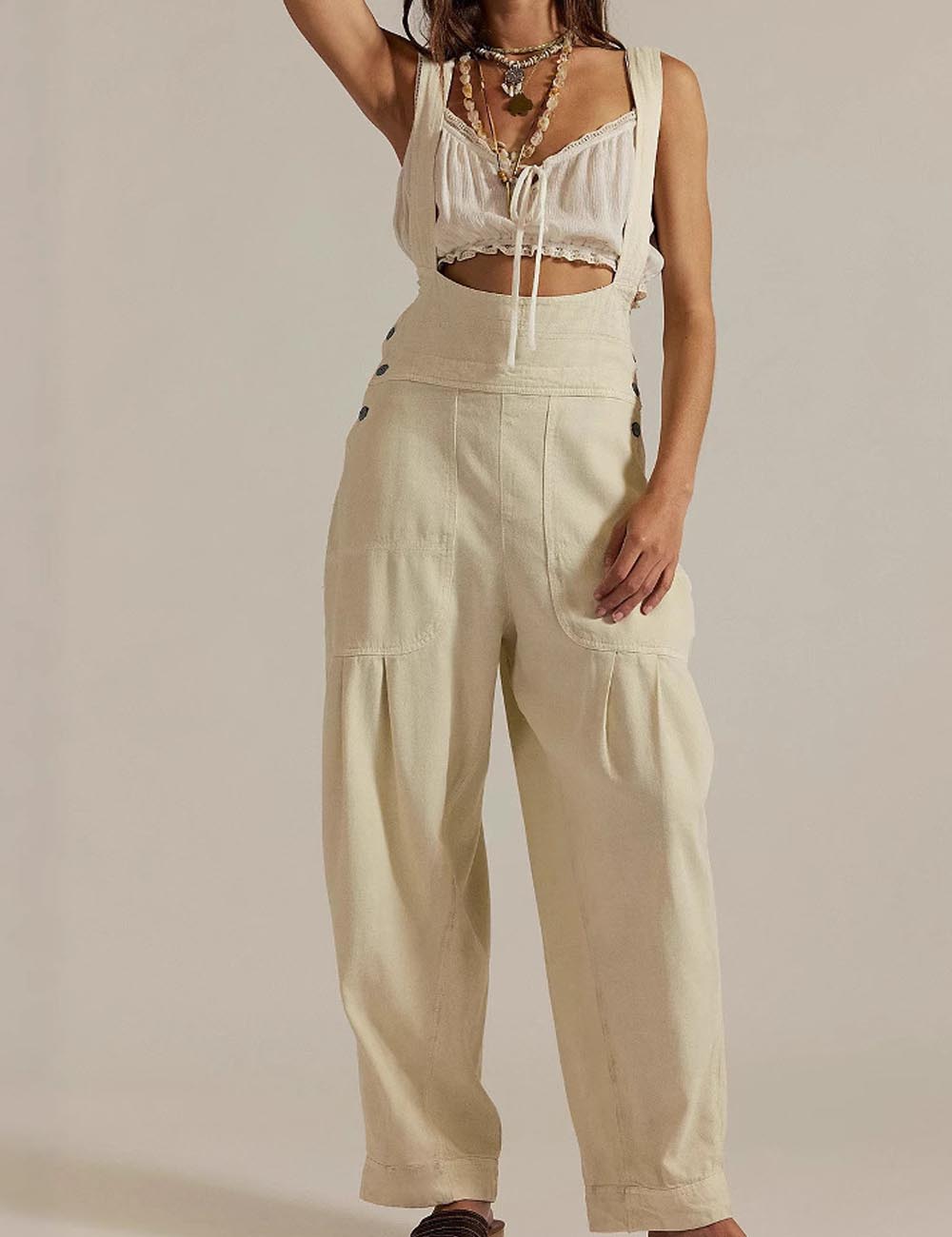 Trendy Loose Barrel Leg Adjustable Strap Overalls