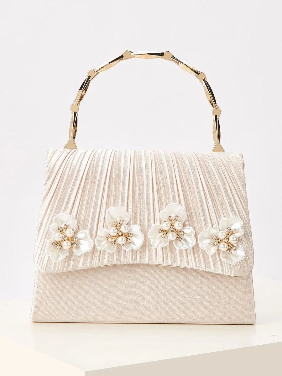 Eliza Pleated Pearl Flower Handbag