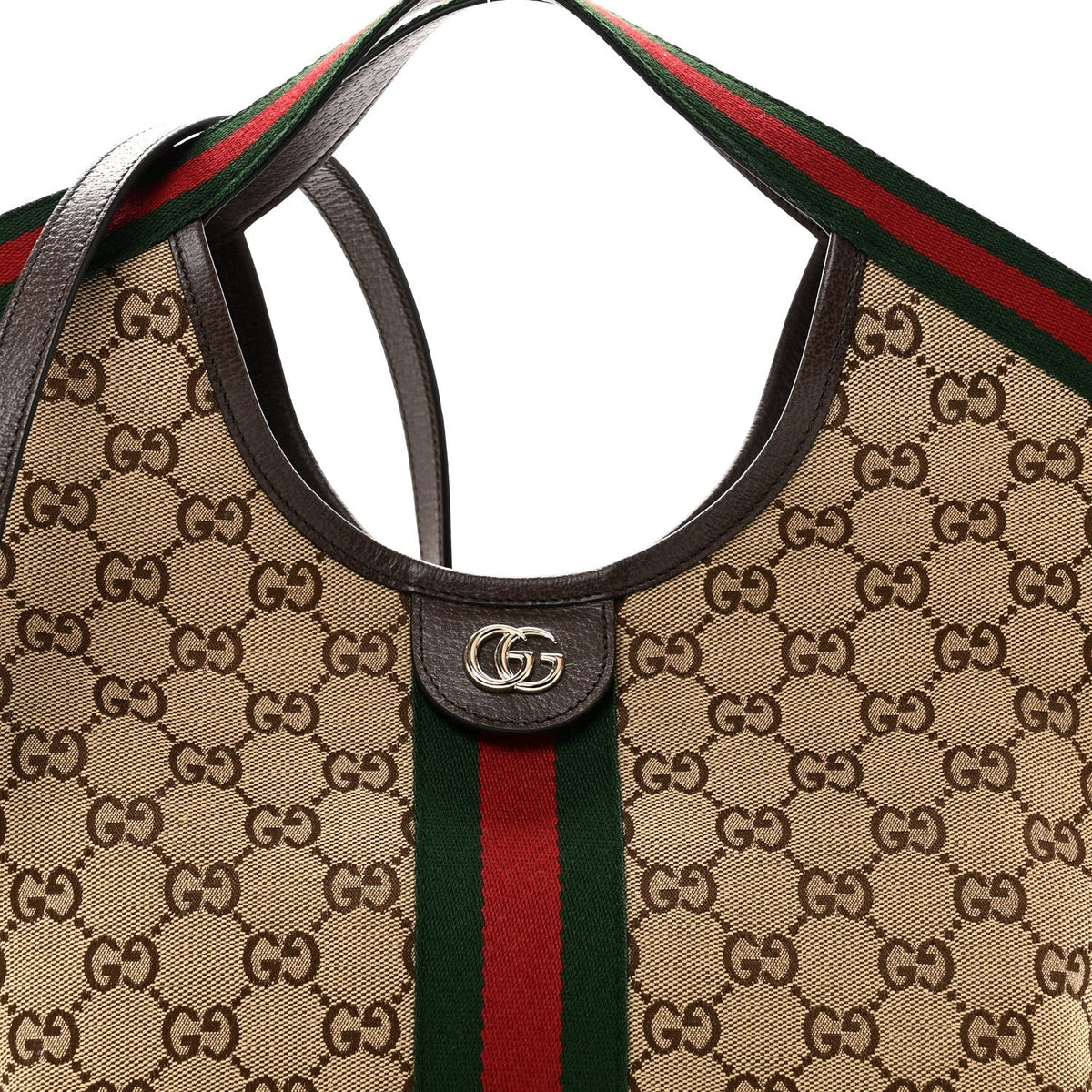 Monogram Web Small Giglio Tote Beige Dark Brown