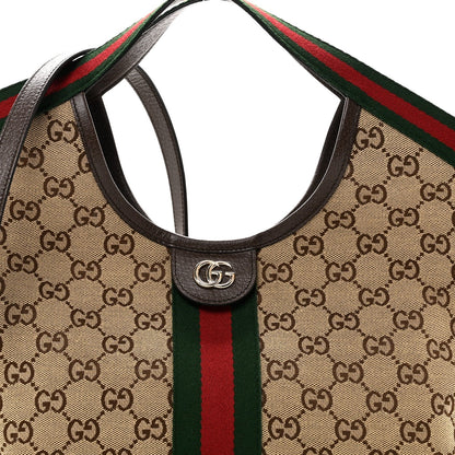 Monogram Web Small Giglio Tote Beige Dark Brown