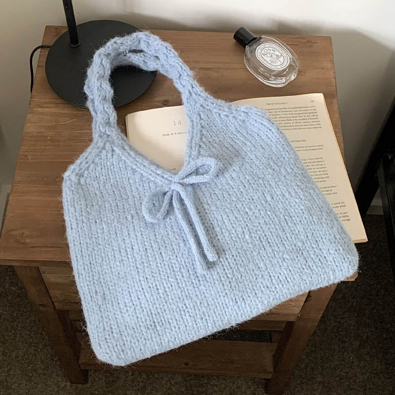 Cute Bow Knot Knit Handbag Underarm Bag
