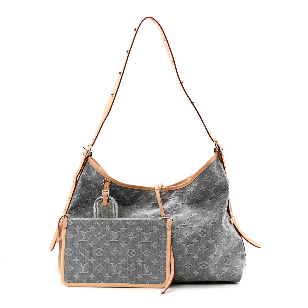 Monogram Denim CarryAll MM Washed Grey