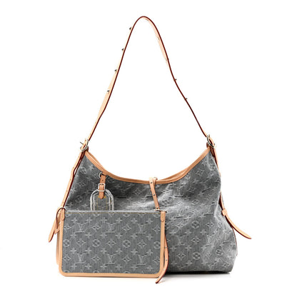 Monogram Denim CarryAll MM Washed Grey