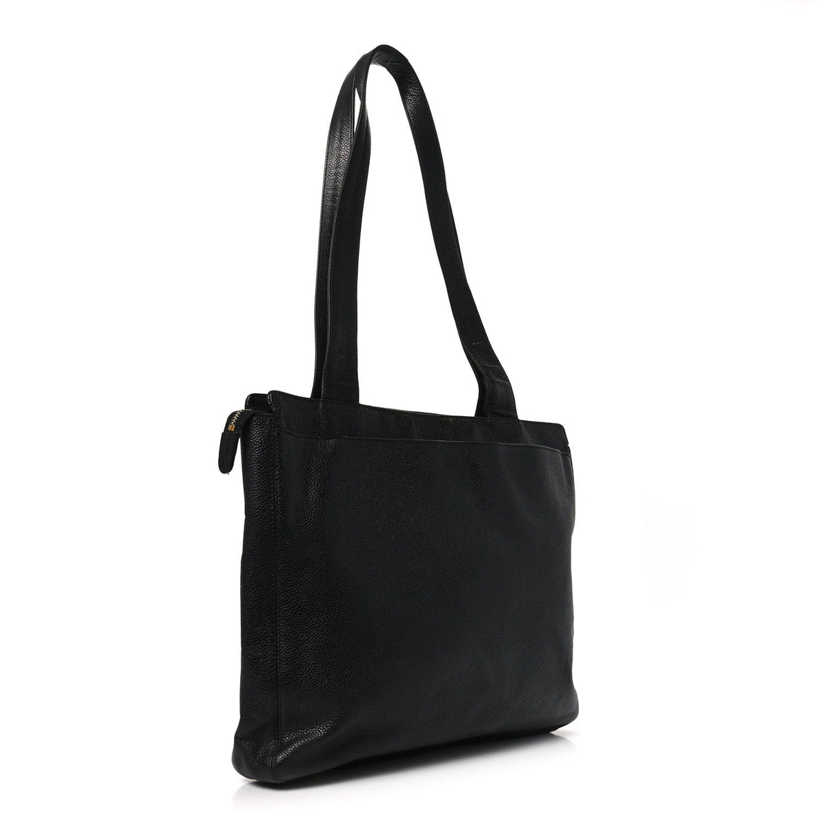 Caviar Embroidered Logo Shoulder Bag Black