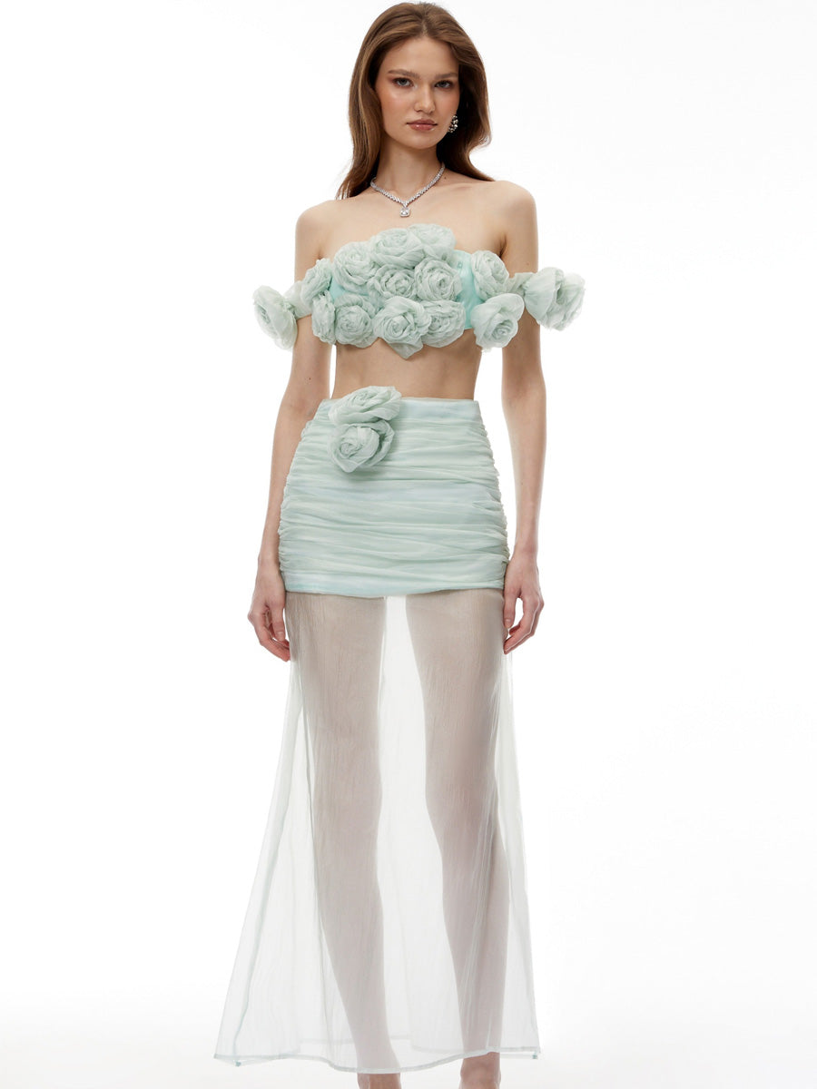 Liana 3D Floral Strapless Two Piece Set