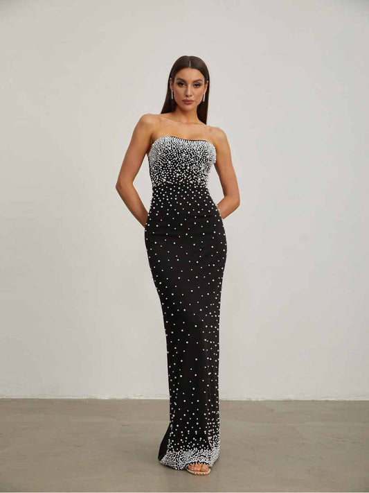 Georgia Sexy Strapless Bubble Bead Maxi Dress