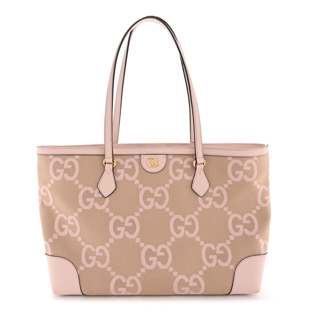 Monogram Jumbo GG Textured Dollar Calfskin Medium Ophidia Shopping Tote Beige Perfect Pink