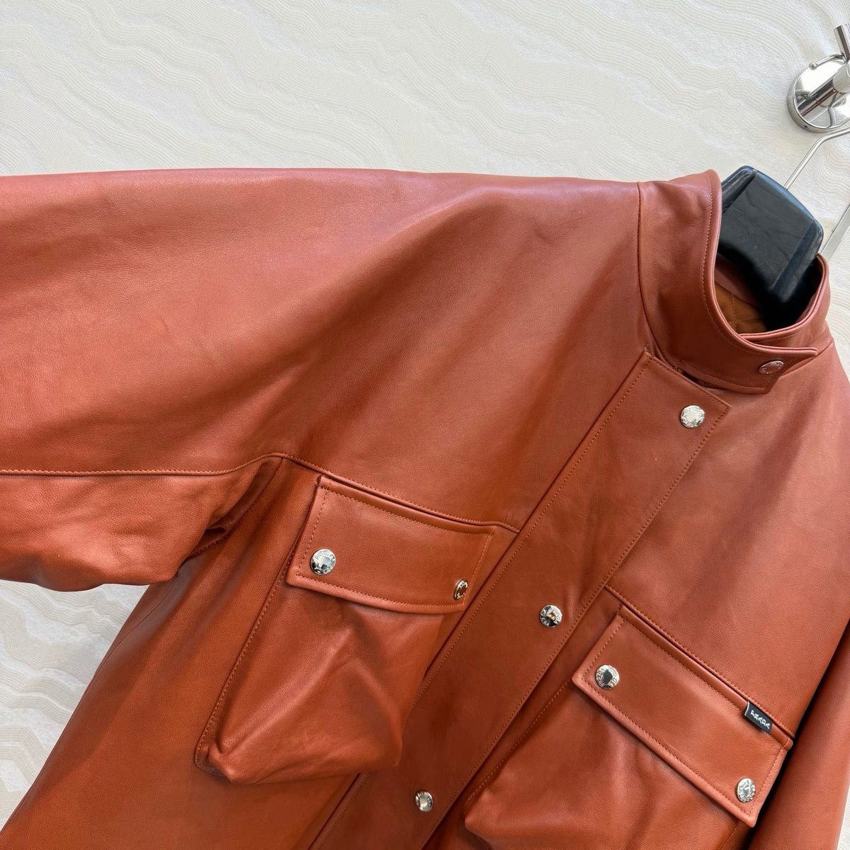 Prada 26S Biker Jacket Long Camel Leather Lambskin 341248
