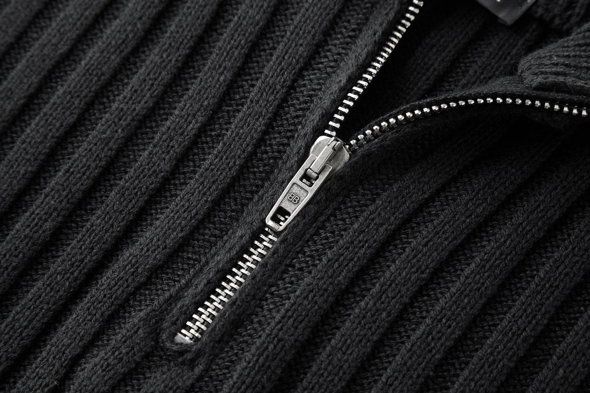 Balenciaga 25 Zipper Sweater Black Wool 0010