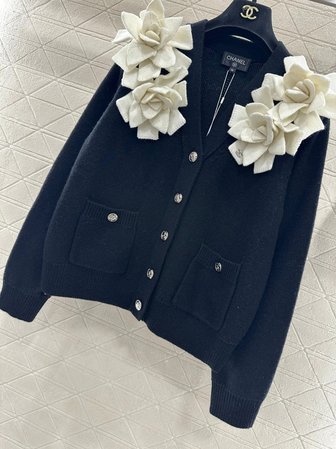CHANEL 25S CAMELLIA PRINT CARDIGAN 648