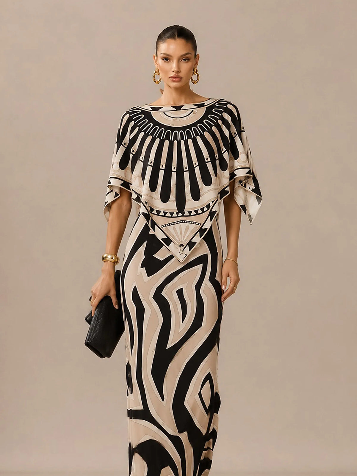 Lucy Printed Slim-Fit Zebra-Striped Dress Set