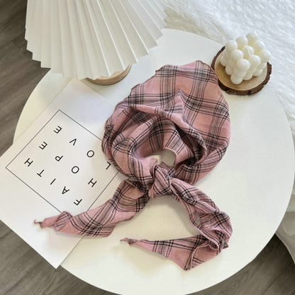 Haila - Cotton-Linen Plaid Triangle Headband