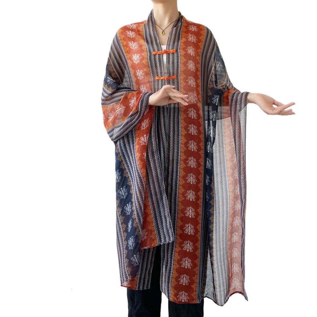 Scarvii - Boho Summer Shawl Scarf With Fringed &amp; Button