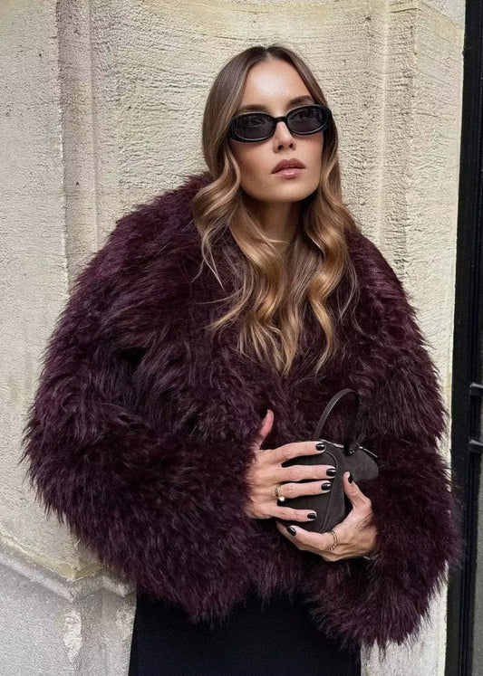 Faux Fur Winter Jacket Premium Burgundy