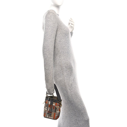 Kuban Canvas Vitello King F is Fendi FF Embroidered Mini Mon Tresor Bucket Bag Tartufo Ebano Multicolor