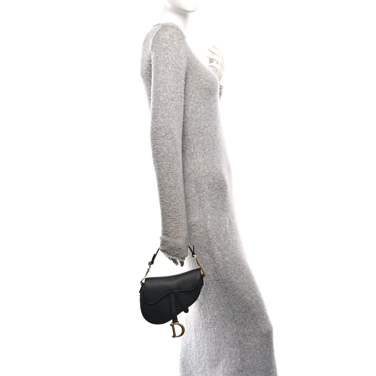 Grained Calfskin Mini Saddle Bag Black