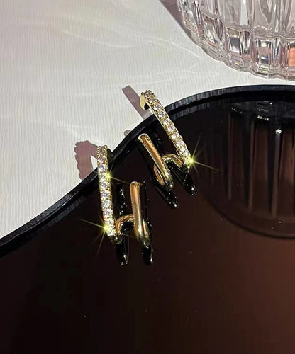 Unique Gold Sterling Silver Alloy Zircon Stud Earrings