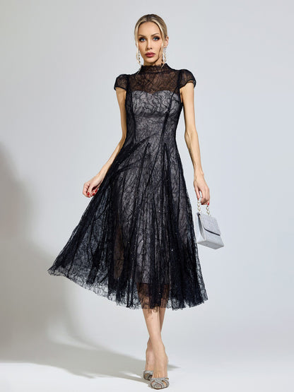 Sienna Black Lace Sequin Dress