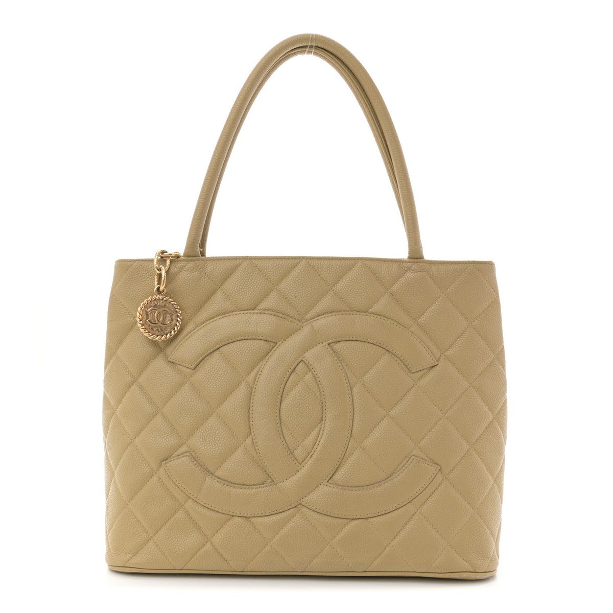 Caviar Quilted Medallion Tote Beige