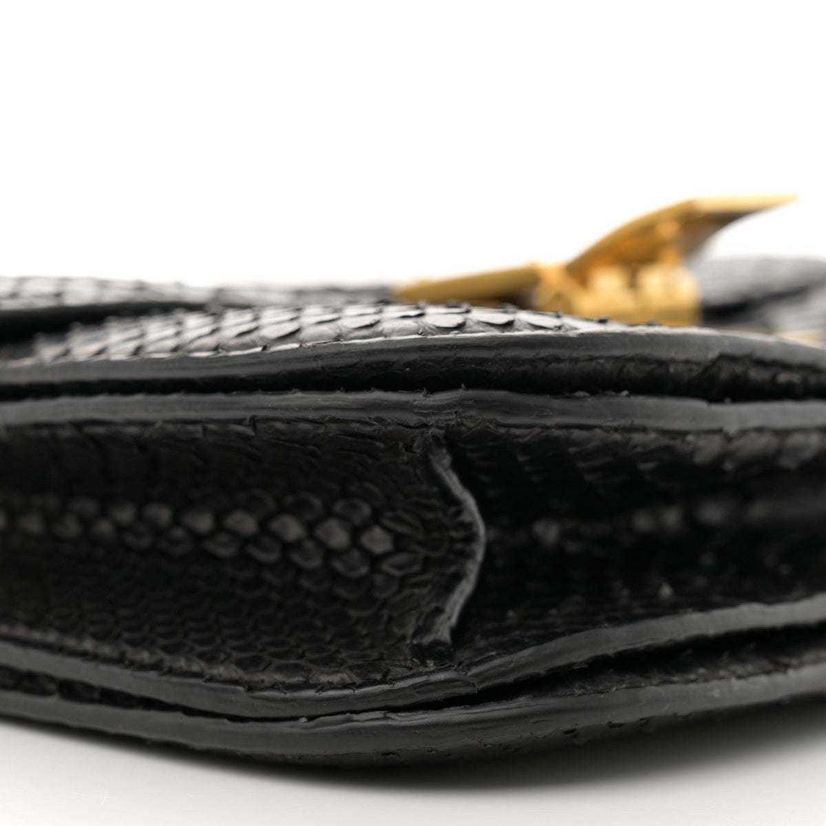 Snakeskin Medium Classic Box Flap Bag Black