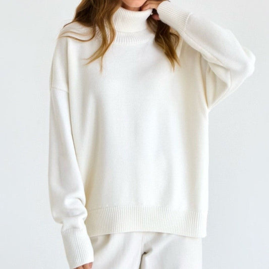 Solid Color High Neck Sweater